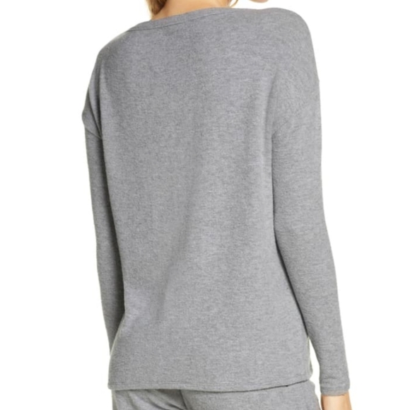Chaser Pullover Heart Print Long Sleeve Scoop Neck Lounge Heather Grey M NWT - Picture 10 of 15